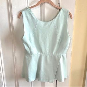 Rebecca Minkoff Peplum Top Blouse Sleeveless Spring Pastel Large Aqua